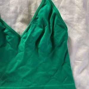 Intimately Free People Green Ribbed Tank Top